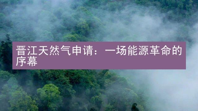 晋江天然气申请：一场能源革命的序幕