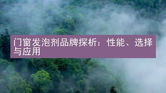 门窗发泡剂品牌探析：性能、选择与应用