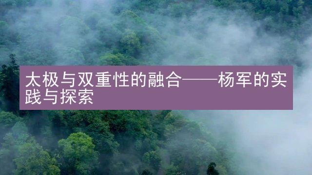 太极与双重性的融合——杨军的实践与探索